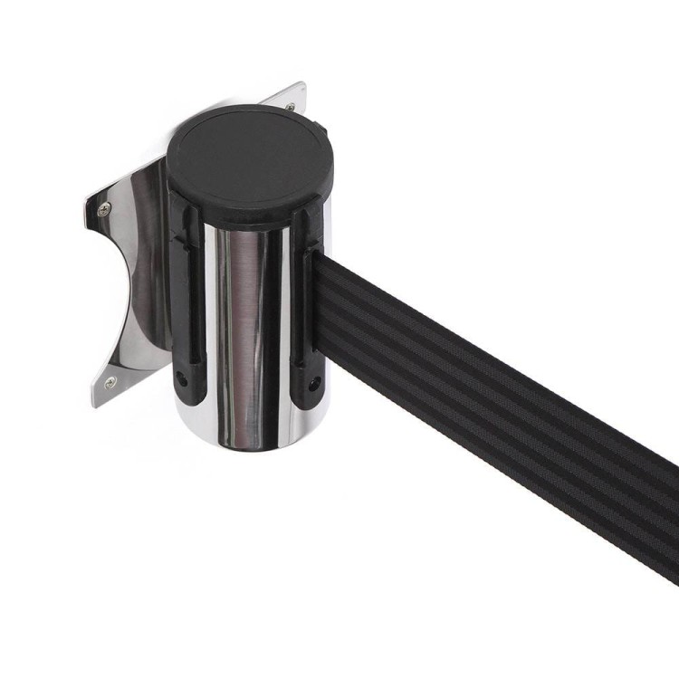 Głowica naścienna chromowa z czarną taśmą zwijaną 270 cm J-EXTBE kasetka kaseta uchwyt ścienny ze zwijaną taśmą odgradzającą