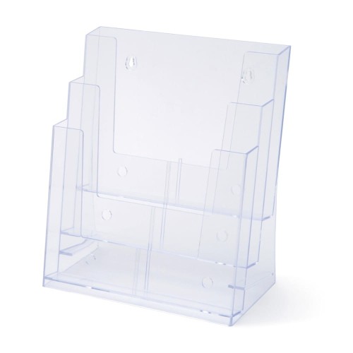 Stojak na ulotki SCRITTO® 3 x A4 odlewany stojak kieszeń na ulotki prospekty do postawienia na stół ladę z możliwością powieszenia na ścianie