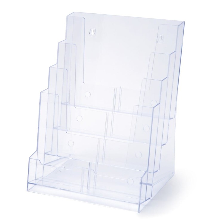 Stojak na ulotki SCRITTO® 4 x A4 odlewany stojak kieszeń na ulotki prospekty do postawienia na stół ladę z możliwością powieszenia na ścianie