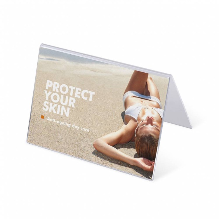 Stojak akrylowy na plakat typu A w orientacji poziomej format A5 (148 x 210 mm)