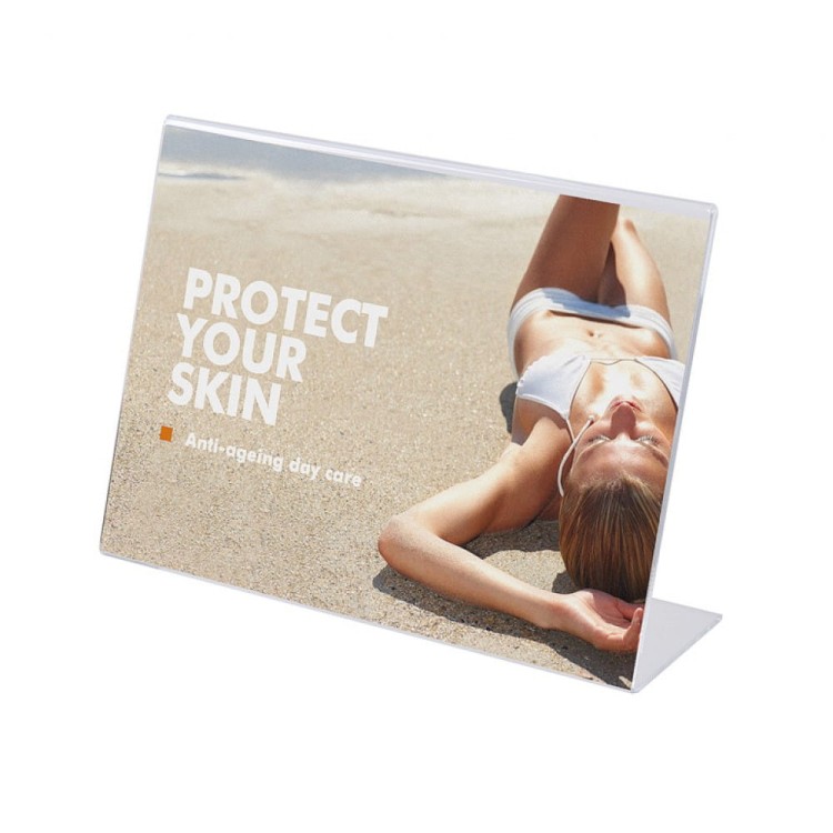 Stojak akrylowy na plakat typu L w orientacji poziomej format A5 (148 x 210 mm)