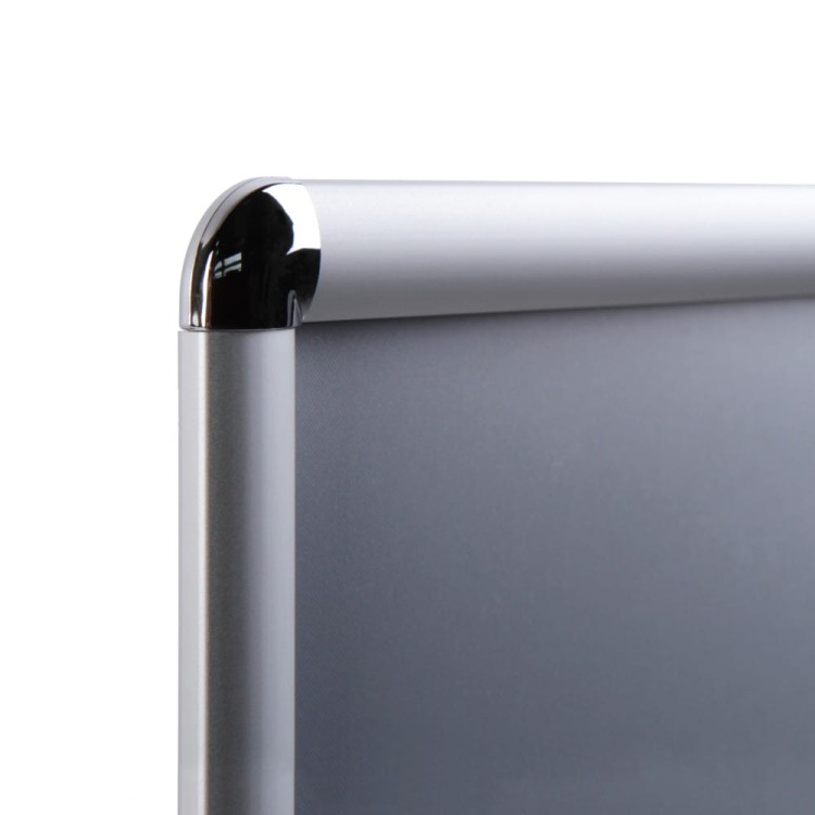 Ramka zatrzaskowa KRAST A3 (29,7 x 42,0 cm) aluminiowa srebrna z zaokrąglonym narożnikiem rama ramka plakatowa OWZ ścienna na plakat na zdjęcia profil 25 mm