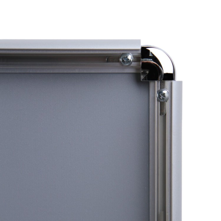 Ramka zatrzaskowa KRAST B2 (50,0 x 70,0 cm) aluminiowa srebrna z zaokgrąglonym narożnikiem rama ramka plakatowa OWZ ścienna na plakat na zdjęcia profil 25 mm