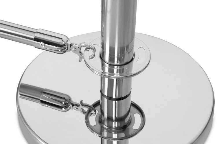 Zestaw słupków z ekspanderami - Srebrny CHROME - Eleganckie słupki idealne jako nośnik reklamy oraz wydzielenie przestrzeni w restauracjach, kawiarniach, sklepach