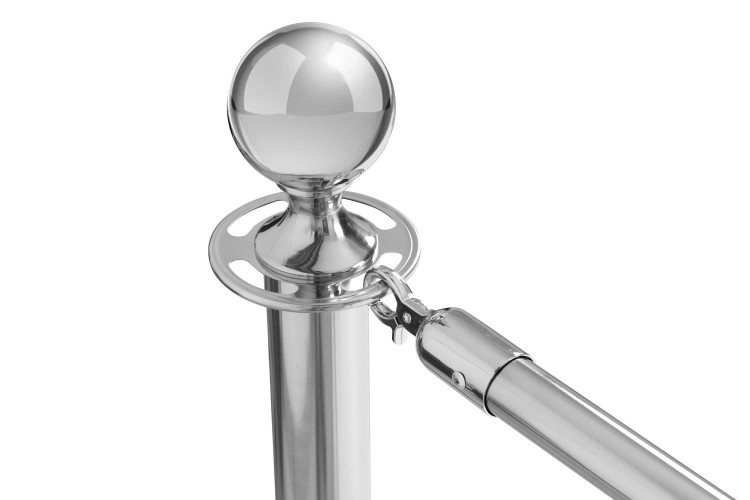 Zestaw słupków z ekspanderami - Srebrny CHROME - Eleganckie słupki idealne jako nośnik reklamy oraz wydzielenie przestrzeni w restauracjach, kawiarniach, sklepach