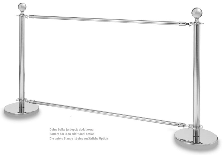 Zestaw słupków z ekspanderami - Srebrny CHROME - Eleganckie słupki idealne jako nośnik reklamy oraz wydzielenie przestrzeni w restauracjach, kawiarniach, sklepach