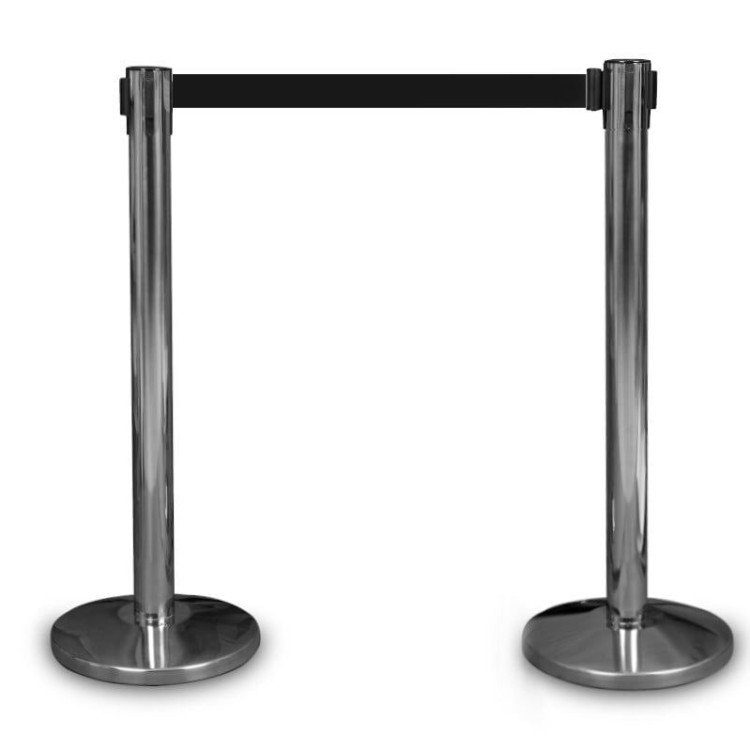 Słupek z taśmą zwijaną 235 cm P-EXTBE - Chromowany - Słupek odgradzający hotelowy słupek z taśmą zwijaną do Hotelu do Restauracji do strefy VIP