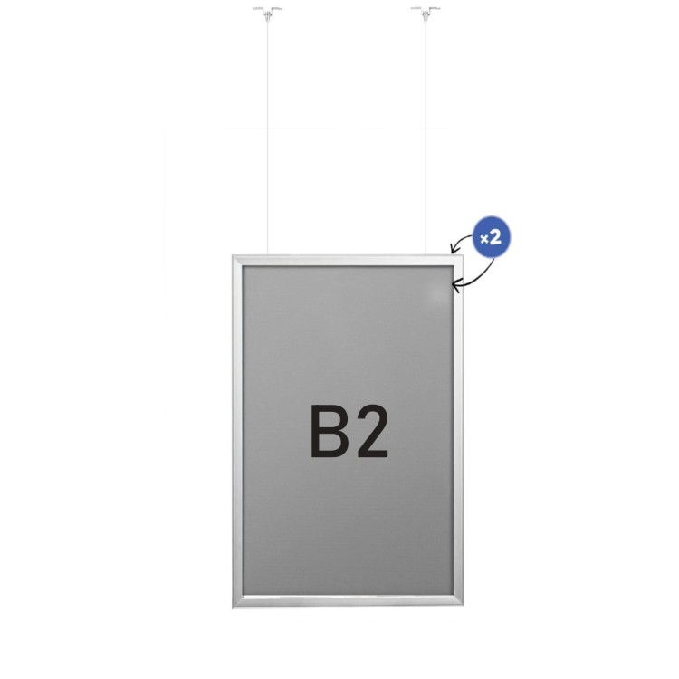 Ramka podwieszana sufitowa na zdjęcie lub plakat format B2 + linki i mocowania.
