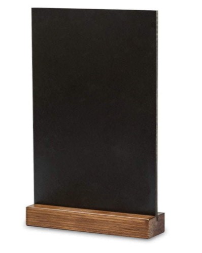 Stojak kredowy A5 na ladę BRICK drewniana biurkowa tablica kredowa z czarną powierzchnią do pisania markerami kredowymi