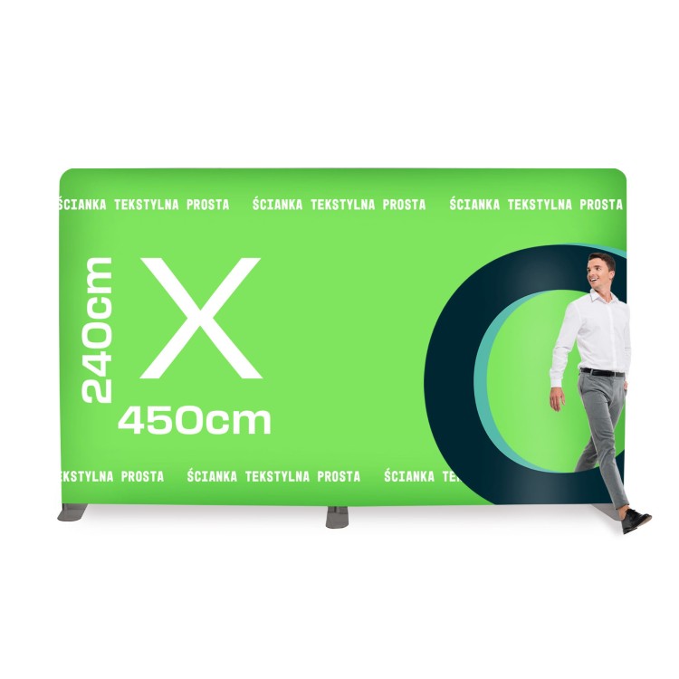 Ścianka Reklamowa Tekstylna Prosta 450 x 240 cm - ścianka wystawiennicza targowa prasowa