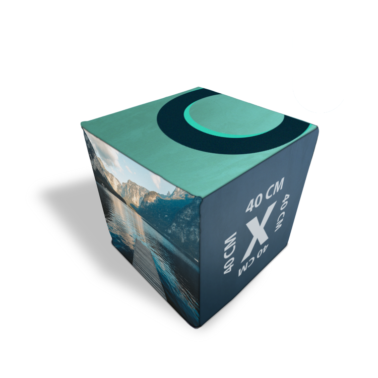 Pufa kostka reklamowa 40cm na zewnątrz z nadrukiem