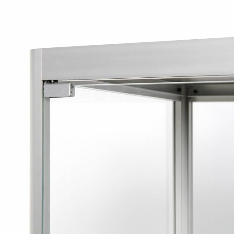 Szklana witryna stojąca 80x200x40 cm zamykana na kluczyk z prostokątną podstawą przeznaczona do użytku wewnętrznego