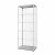 Szklana witryna stojąca 80x200x40 cm zamykana na kluczyk z prostokątną podstawą przeznaczona do użytku wewnętrznego
