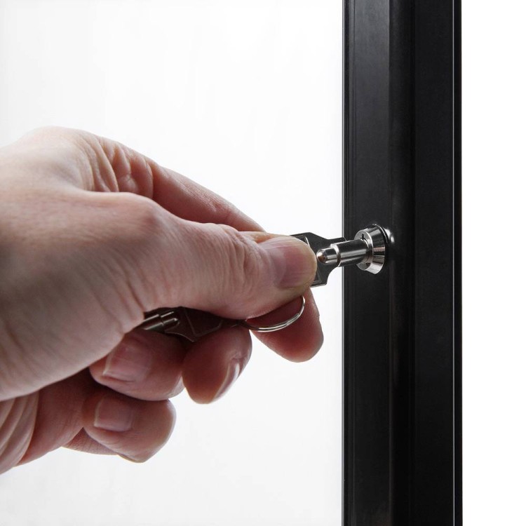 Gablota na menu 4xA4 43x31 cm - zamykana na kluczyk z oświetleniem LED do użytku wewnętrznego gablota wewnętrzna gablota ogłoszeniowa gablota informacyjna tablica ogłoszeń tablica informacyjna tablica na menu