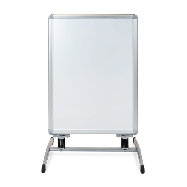 Potykacz reklamowy A1 OWZ Iron Base - srebrny potykacz reklamowy z zatrzaskową ramą OWZ i stalową podstawą