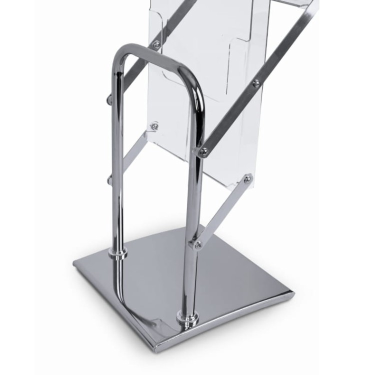 Stojak na ulotki A4 - chromowany stojak informacyjny na ulotki, katalogi, broszury