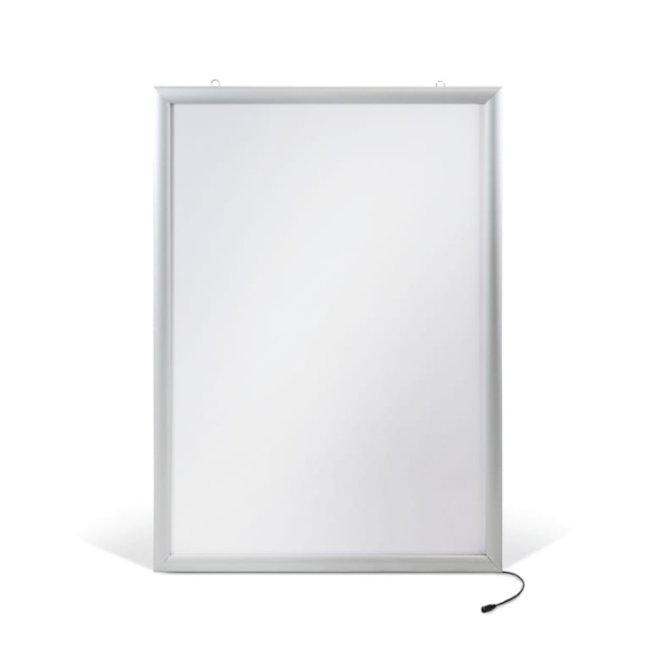 Podświetlana ramka LED A1 (59,4 x 84,1 cm) aluminiowa srebrna z prostym narożnikiem rama ramka plakatowa OWZ ścienna na plakat na zdjęcia profil 30 mm