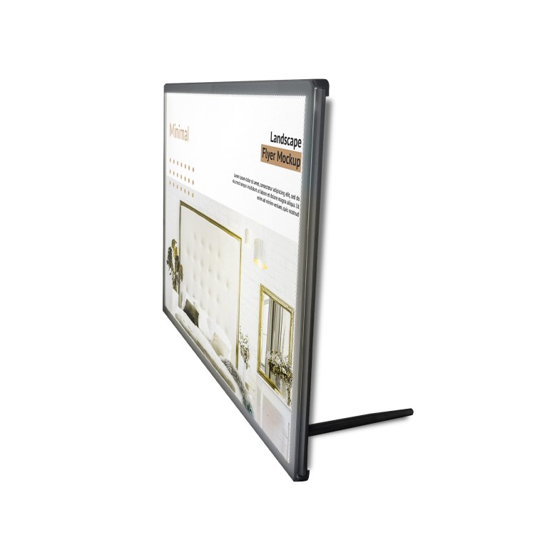 Ramka LED podświetlana SUN A3 srebrna (21,0 x 29,7 cm) rama na plakat zdjęcia obraz podświetlana rama plakatowa orientacja pozioma z boku