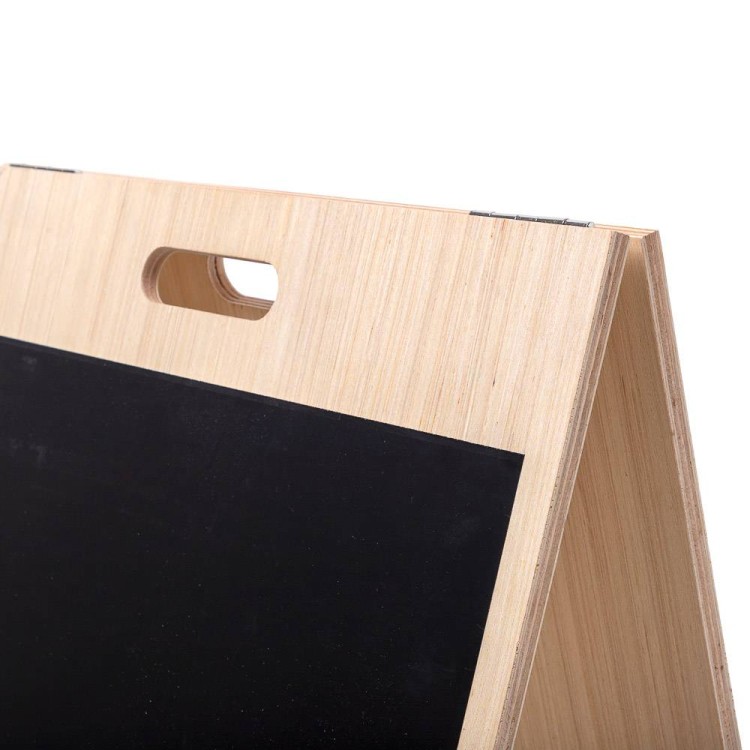 Dwustronny drewniany potykacz kredowy (51x65 cm) potykacz reklamowy z tablicą kredową i uchwytem