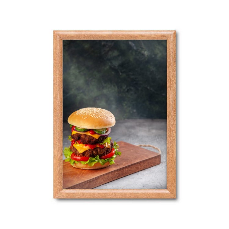 Ramka zatrzaskowa A3 (29,7 x 42 cm) aluminiowa w kolorze drewna z ostrym narożnikiem rama ramka plakatowa OWZ ścienna na plakat na zdjęcia profil 25 mm