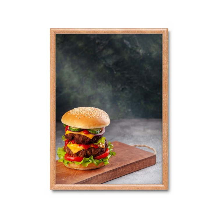 Ramka zatrzaskowa B2 (50 x 70,7 cm) aluminiowa w kolorze drewna z ostrym narożnikiem rama ramka plakatowa OWZ ścienna na plakat na zdjęcia profil 25 mm