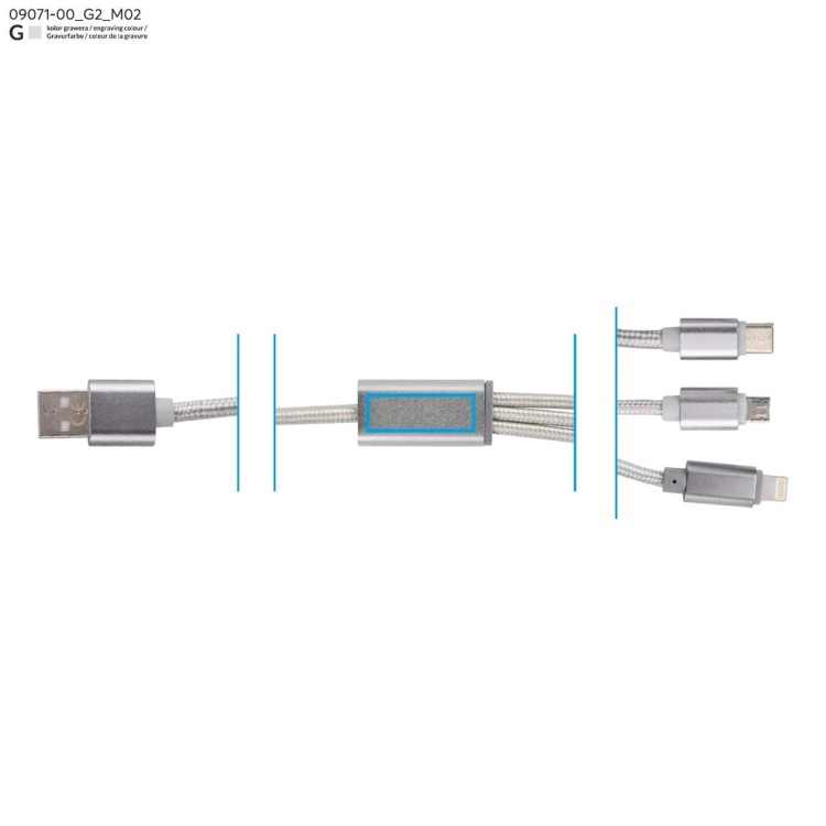 Kabel USB 3 w 1 TALA srebrny