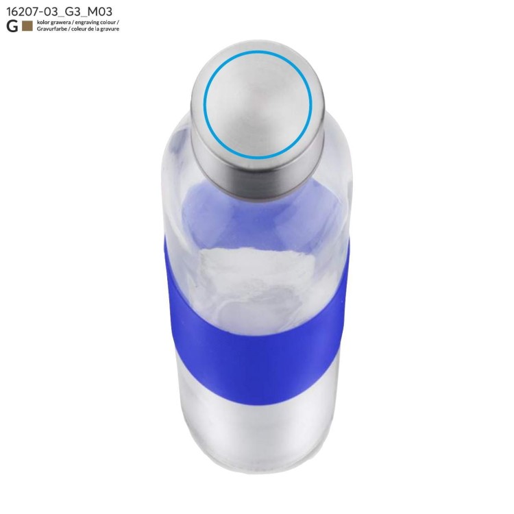 Butelka szklana GLASSI 510 ml niebieski