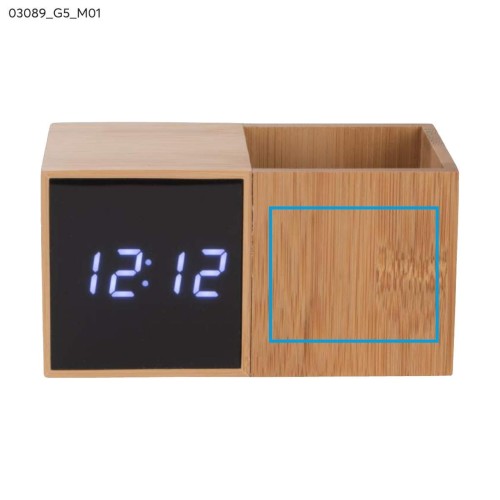 Zegar z przybornikiem na biurko BAMBOO brązowy