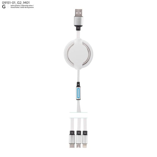 Kabel USB 3 W 1 BALJO biały