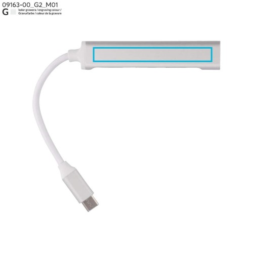 Rozdzielacz HUB USB z kablem typ C - ROSKO srebrny