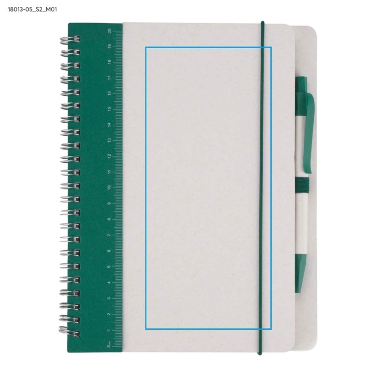 Notes z linjką i długopisem REGALI zielony