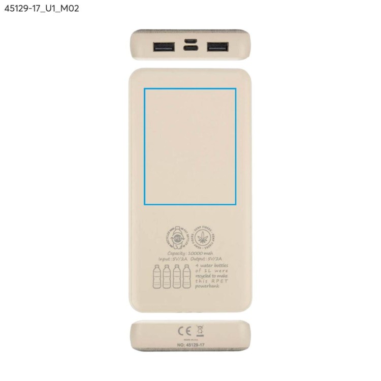 Power bank rPET REPPO 10000 mAh beżowy (naturalny)