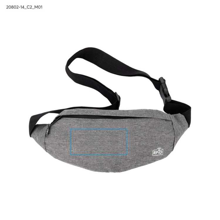 Torebka biodrowa rPET CHILLIX, RFID popielaty (szary)
