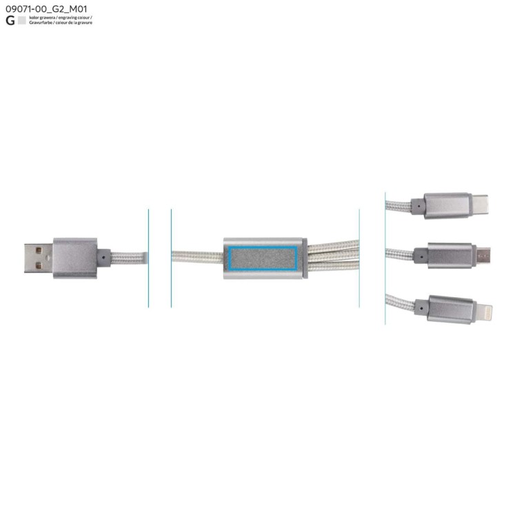 Kabel USB 3 w 1 TALA srebrny