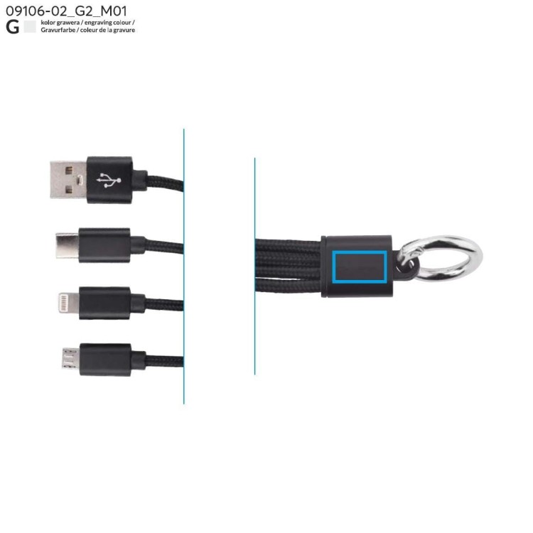 Kabel USB 3 w 1 TAUS czarny