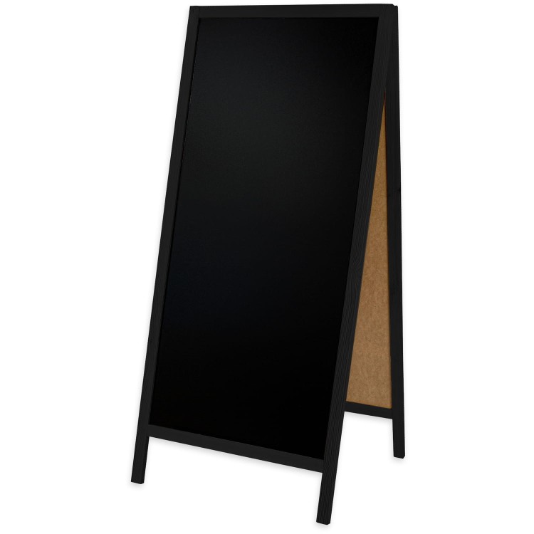 Dwustronny drewniany potykacz kredowy (72 x 160 cm) - czarny potykacz reklamowy