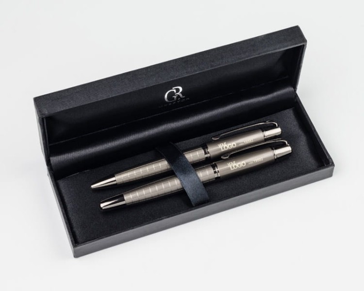 Zestaw piśmienniczy OREGON grafitowy z logo