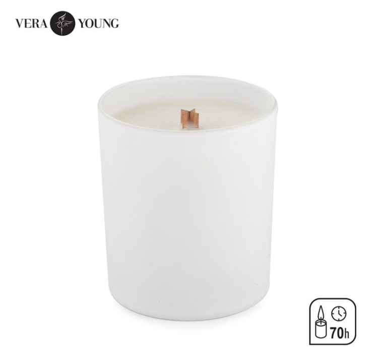 Świeca sojowa 220g - Library - VERA YOUNG biały z logo