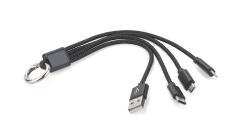 Kabel USB 3 w 1 TAUS czarny z logo