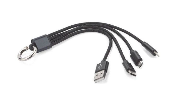 Kabel USB 3 w 1 TAUS czarny z logo