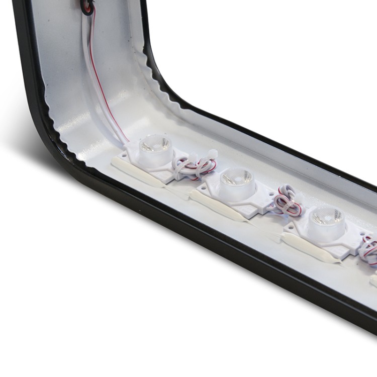 Zewnętrzny kaseton ścienny LED semafor kwadrat 60 x 60 cm z nadrukiem