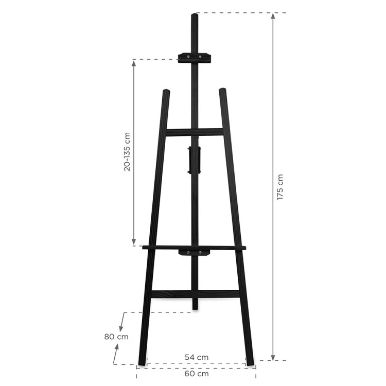Sztaluga drewniana 178 x 60 cm regulowana - czarna