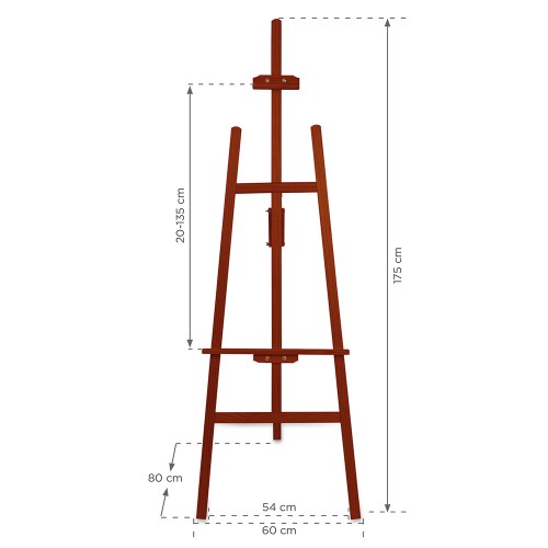 Sztaluga drewniana 178 x 60 cm regulowana - brązowa