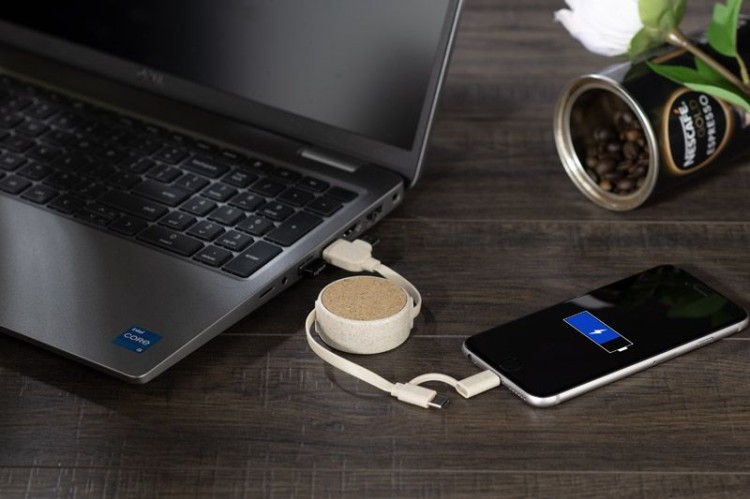 Kabel do ładowania SLOPI beżowy (naturalny) z logo