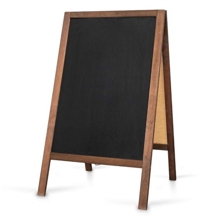 Dwustronny drewniany potykacz informacyjny kredowy (51 x 90 cm) do pisania stojąca tablica