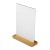 Dwustronny stojak akrylowy WOODI typu T format A4 (297x210 mm) informacyjny na ulotki, plakaty, broszury