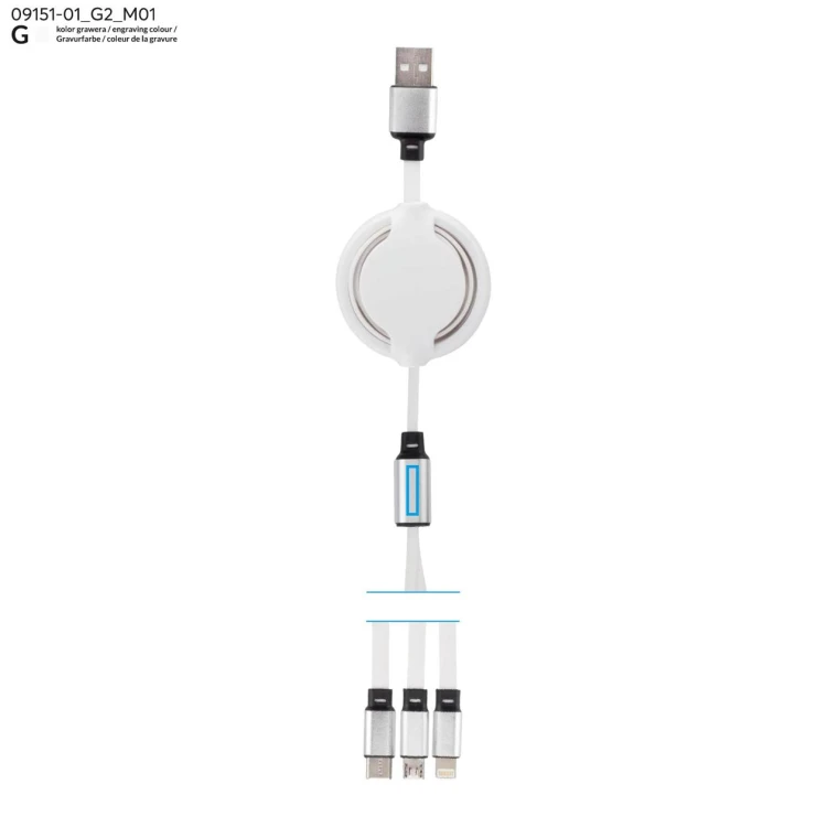 Kabel USB 3 W 1 BALJO biały