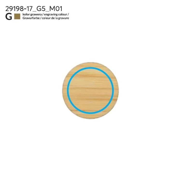 Przypinka bambusowa ROUND beżowy z logo