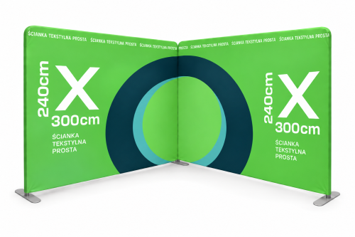 Ścianka reklamowa tekstylna narożna "L": 3 x 3 x 2.4 (h) m - zabudowa targowa