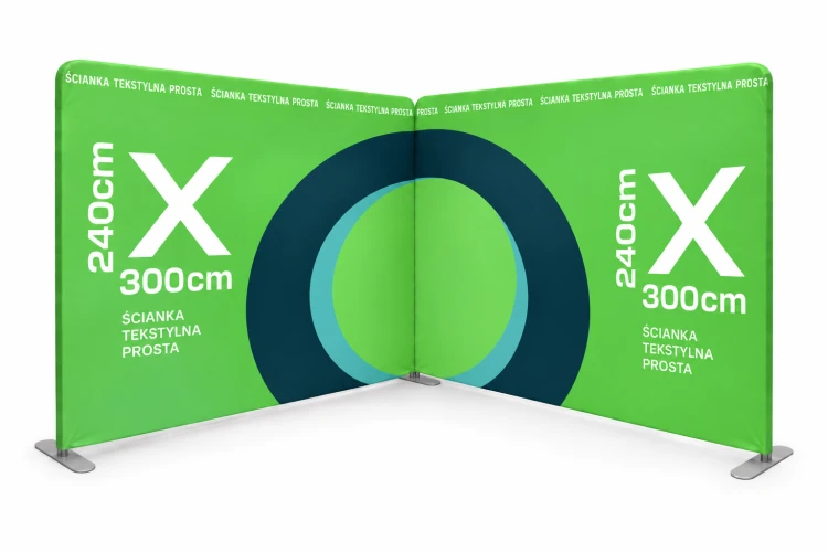 Ścianka reklamowa tekstylna narożna "L": 3 x 3 x 2.4 (h) m - zabudowa targowa
